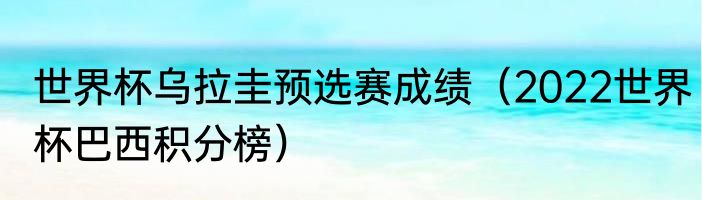 世界杯乌拉圭预选赛成绩（2022世界杯巴西积分榜）