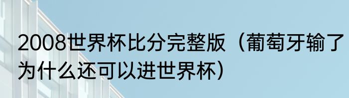 2008世界杯比分完整版（葡萄牙输了为什么还可以进世界杯）
