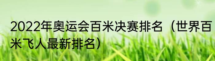 2022年奥运会百米决赛排名（世界百米飞人最新排名）