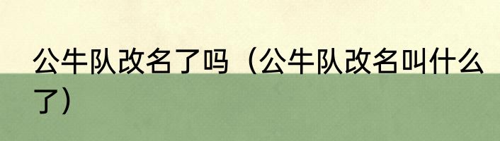 公牛队改名了吗（公牛队改名叫什么了）