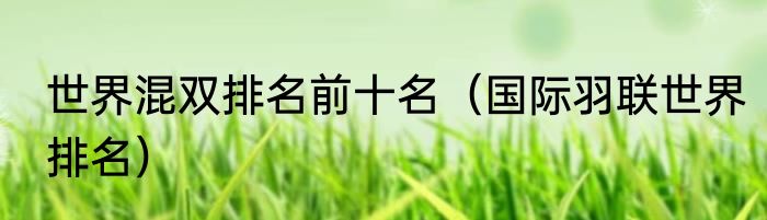 世界混双排名前十名（国际羽联世界排名）