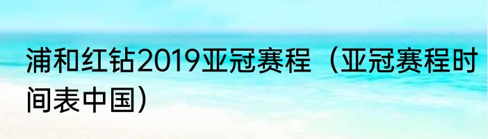 浦和红钻2019亚冠赛程（亚冠赛程时间表中国）