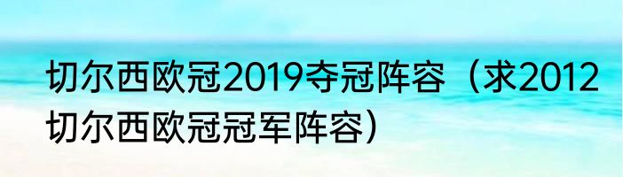 切尔西欧冠2019夺冠阵容（求2012切尔西欧冠冠军阵容）