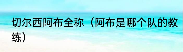 切尔西阿布全称（阿布是哪个队的教练）