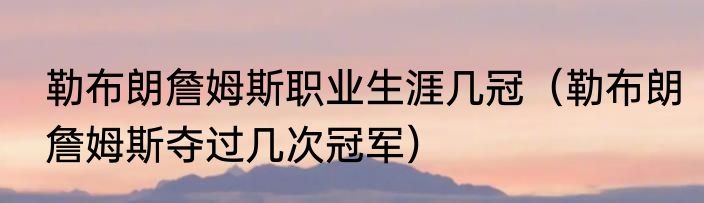 勒布朗詹姆斯职业生涯几冠（勒布朗詹姆斯夺过几次冠军）