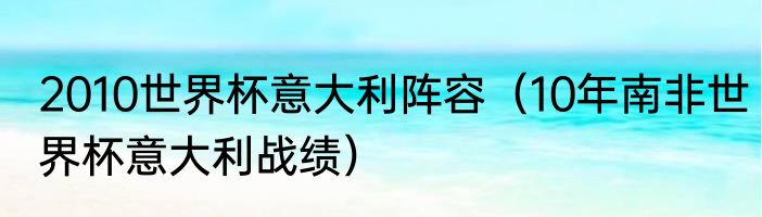 2010世界杯意大利阵容（10年南非世界杯意大利战绩）