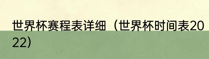 世界杯赛程表详细(世界杯时间表2022)