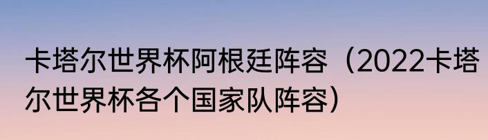 卡塔尔世界杯阿根廷阵容（2022卡塔尔世界杯各个国家队阵容）