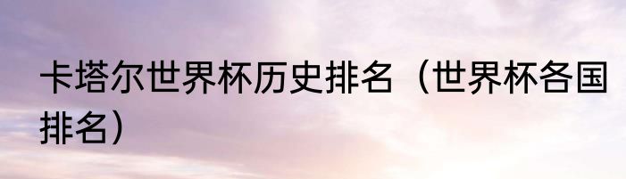 卡塔尔世界杯历史排名（世界杯各国排名）