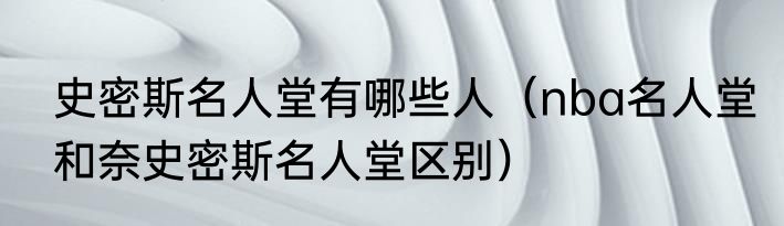 史密斯名人堂有哪些人（nba名人堂和奈史密斯名人堂区别）