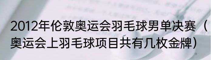 2012年伦敦奥运会羽毛球男单决赛（奥运会上羽毛球项目共有几枚金牌）