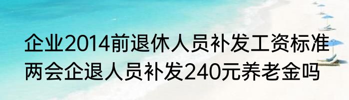 企业2014前退休人员补发工资标准 两会企退人员补发240元养老金吗