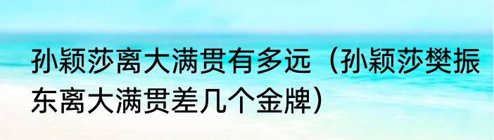 孙颖莎离大满贯有多远（孙颖莎樊振东离大满贯差几个金牌）