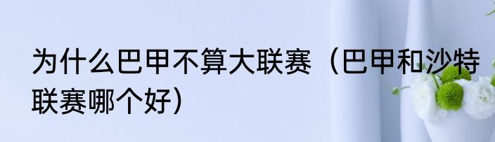 为什么巴甲不算大联赛（巴甲和沙特联赛哪个好）