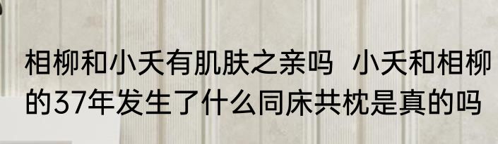 相柳和小夭有肌肤之亲吗  小夭和相柳的37年发生了什么同床共枕是真的吗