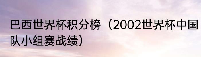 巴西世界杯积分榜（2002世界杯中国队小组赛战绩）