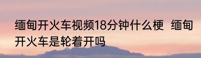 缅甸开火车视频18分钟什么梗  缅甸开火车是轮着开吗