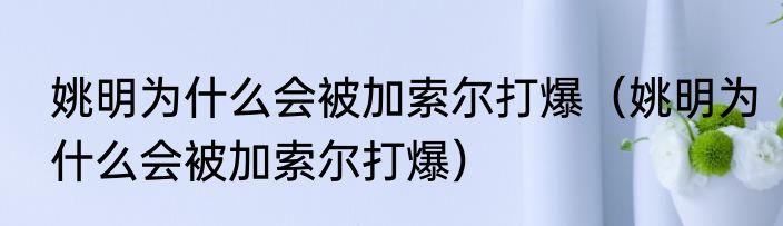 姚明为什么会被加索尔打爆（姚明为什么会被加索尔打爆）