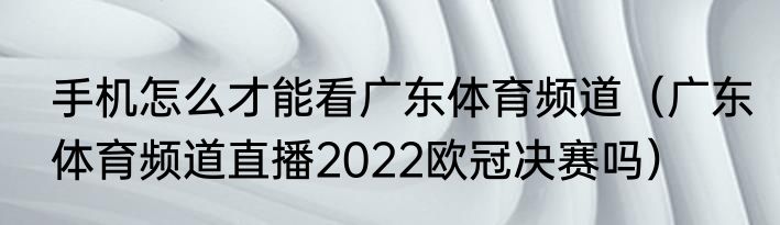 手机怎么才能看广东体育频道（广东体育频道直播2022欧冠决赛吗）