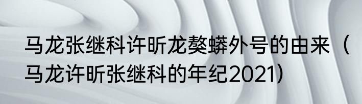 马龙张继科许昕龙獒蟒外号的由来（马龙许昕张继科的年纪2021）