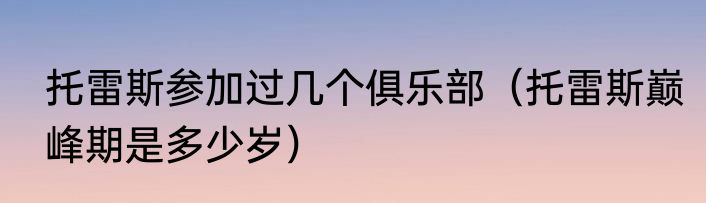 托雷斯参加过几个俱乐部（托雷斯巅峰期是多少岁）