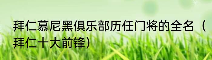 拜仁慕尼黑俱乐部历任门将的全名（拜仁十大前锋）