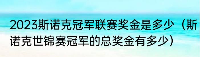 2023斯诺克冠军联赛奖金是多少（斯诺克世锦赛冠军的总奖金有多少）
