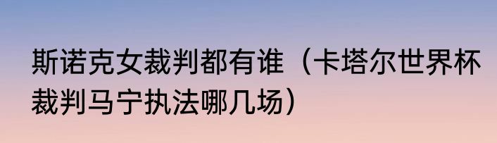 斯诺克女裁判都有谁（卡塔尔世界杯裁判马宁执法哪几场）