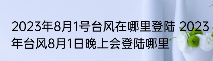 2023年8月1号台风在哪里登陆 2023年台风8月1日晚上会登陆哪里