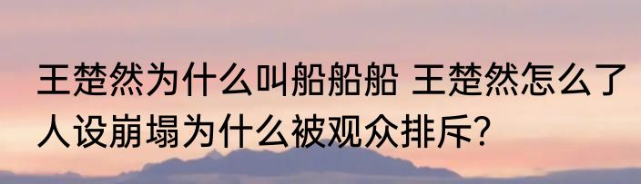王楚然为什么叫船船船 王楚然怎么了人设崩塌为什么被观众排斥？