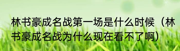 林书豪成名战第一场是什么时候（林书豪成名战为什么现在看不了啊）