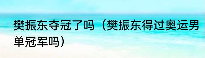 樊振东夺冠了吗（樊振东得过奥运男单冠军吗）