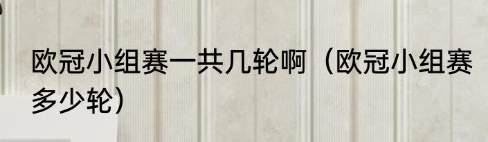 欧冠小组赛一共几轮啊（欧冠小组赛多少轮）