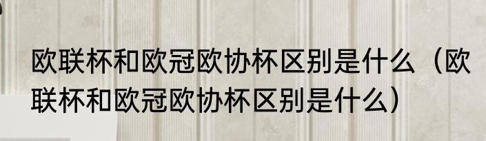 欧联杯和欧冠欧协杯区别是什么（欧联杯和欧冠欧协杯区别是什么）