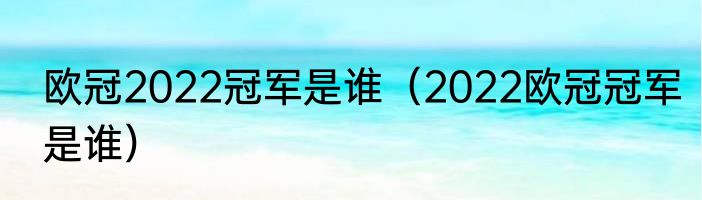 欧冠2022冠军是谁（2022欧冠冠军是谁）