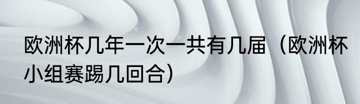 欧洲杯几年一次一共有几届（欧洲杯小组赛踢几回合）