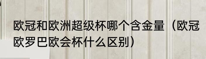 欧冠和欧洲超级杯哪个含金量（欧冠欧罗巴欧会杯什么区别）