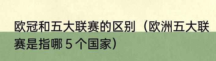 欧冠和五大联赛的区别（欧洲五大联赛是指哪５个国家）