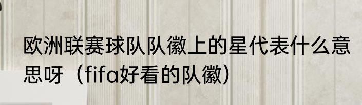 欧洲联赛球队队徽上的星代表什么意思呀（fifa好看的队徽）