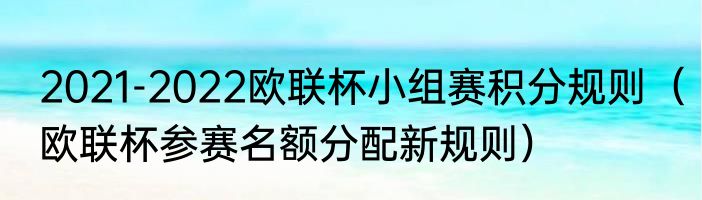 2021-2022欧联杯小组赛积分规则（欧联杯参赛名额分配新规则）