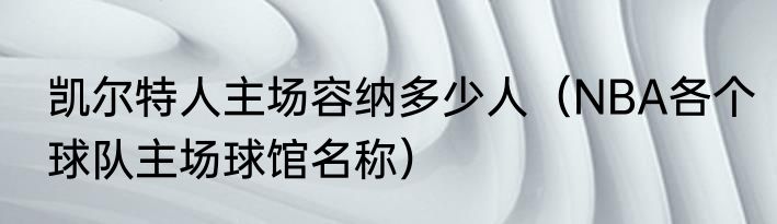 凯尔特人主场容纳多少人（NBA各个球队主场球馆名称）