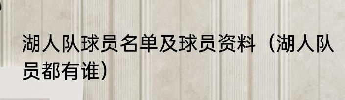 湖人队球员名单及球员资料（湖人队员都有谁）