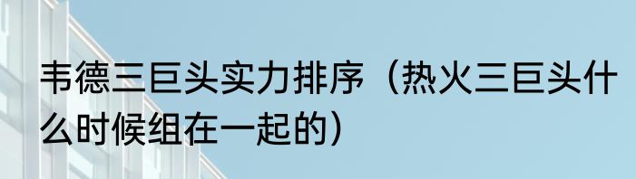 韦德三巨头实力排序（热火三巨头什么时候组在一起的）