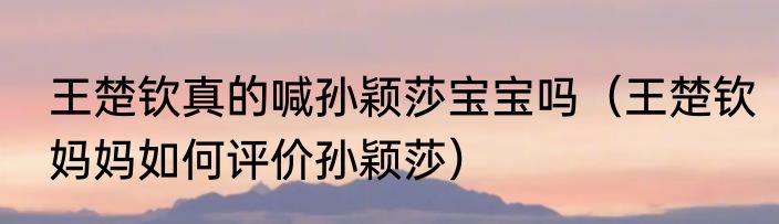 王楚钦真的喊孙颖莎宝宝吗（王楚钦妈妈如何评价孙颖莎）