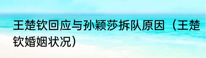 王楚钦回应与孙颖莎拆队原因（王楚钦婚姻状况）