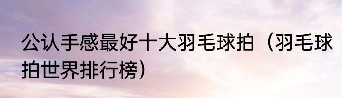 公认手感最好十大羽毛球拍（羽毛球拍世界排行榜）