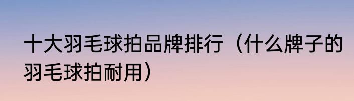 十大羽毛球拍品牌排行（什么牌子的羽毛球拍耐用）