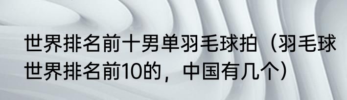 世界排名前十男单羽毛球拍（羽毛球世界排名前10的，中国有几个）