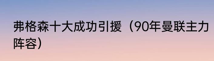 弗格森十大成功引援（90年曼联主力阵容）