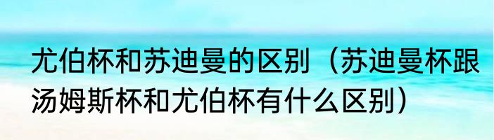 尤伯杯和苏迪曼的区别（苏迪曼杯跟汤姆斯杯和尤伯杯有什么区别）